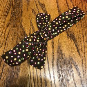 Brown with Polka Dots Knot Headband - Thin Style HANDCRAFTED